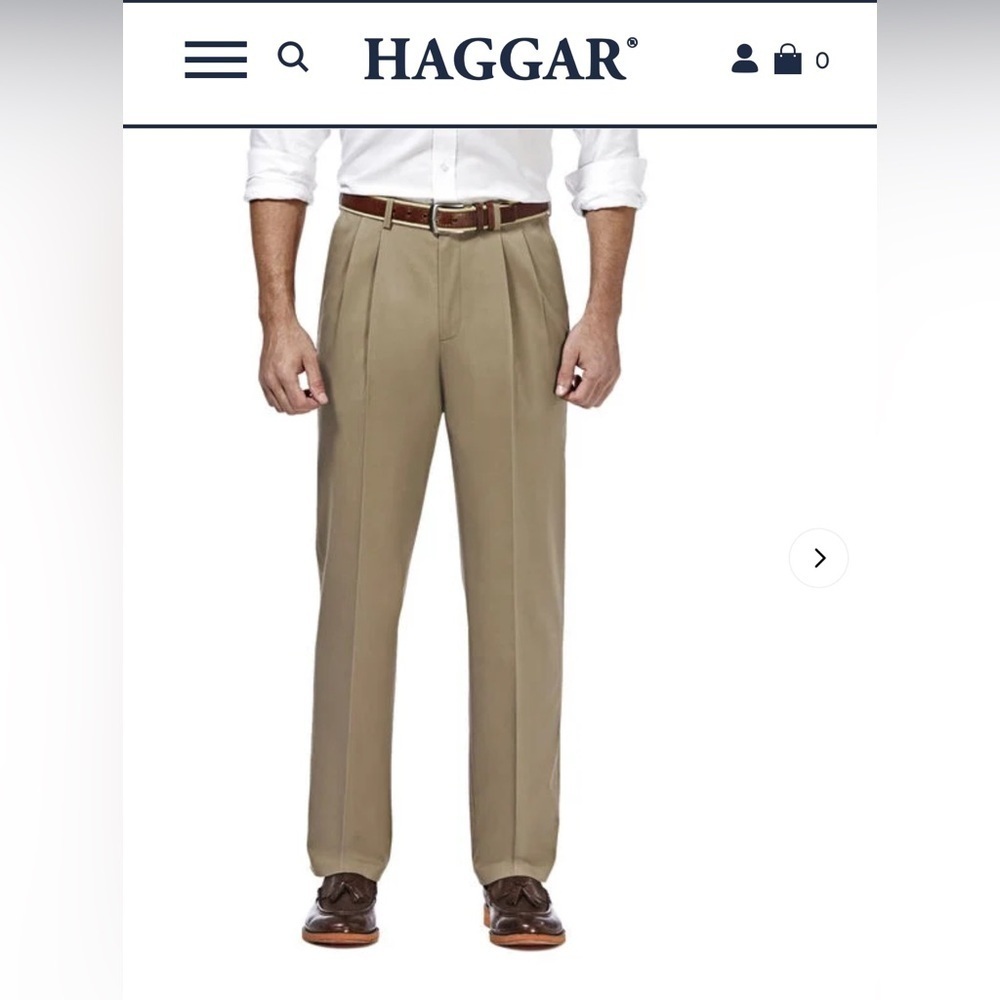 Haggar Men's Khaki Pleated Chinos with Comfort Waistband size 42/30 - Picture 7 of 7